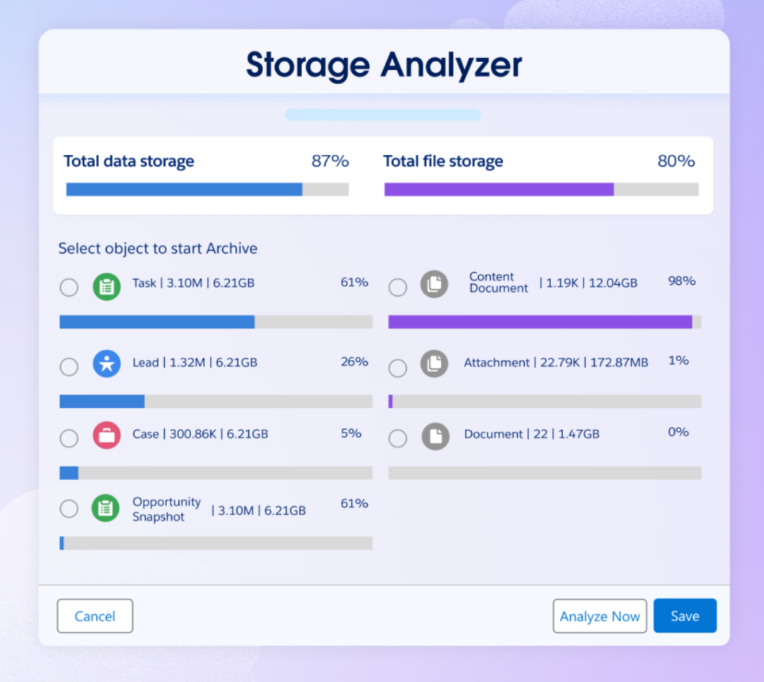 Salesforce Archive 界面截图